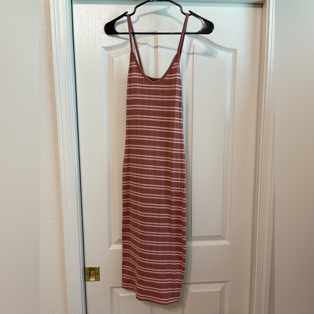Wild Fable Pink striped Spaghetti Strap Midi Bodycon Dress